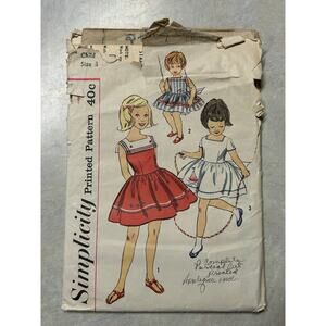 Vintage 50's-60's Simplicity Pattern #3459 Girls Sailor Dress Size 3 HTF